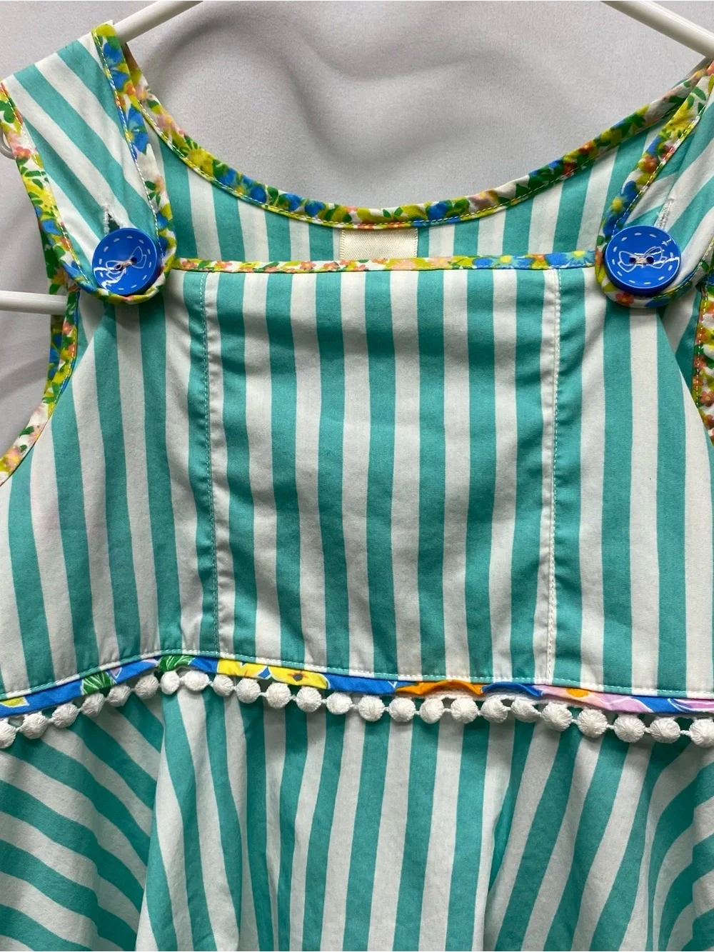 Wildflowers girls size 6 tank dress striped pom pom jumper boutique sleeveless